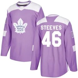 Men's Alex Steeves Toronto Maple Leafs Fights Cancer Practice Jersey - Purple Authentic