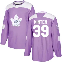 Men's Fraser Minten Toronto Maple Leafs Fights Cancer Practice Jersey - Purple Authentic