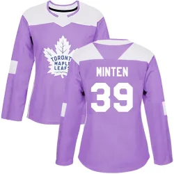 Women's Fraser Minten Toronto Maple Leafs Fights Cancer Practice Jersey - Purple Authentic